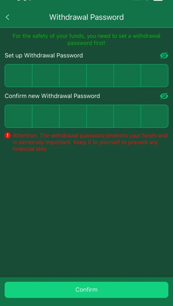 Game withdraw setting